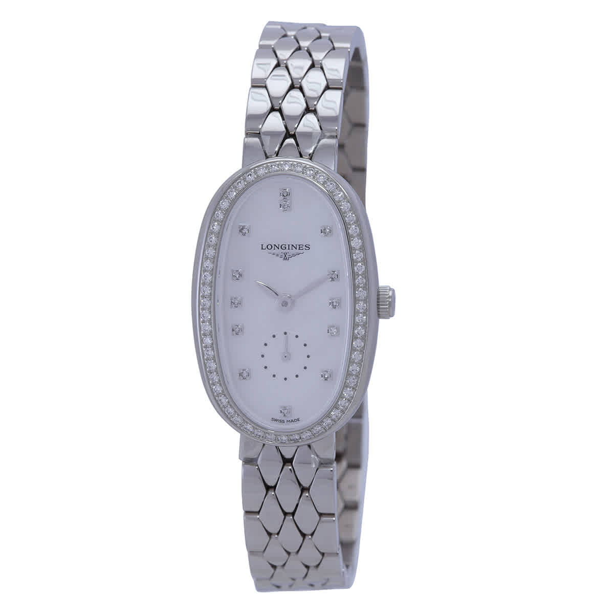 Shop Longines Symphonette Diamond Ladies Watch L2.306.0.87.6 In Mother Of Pearl / White