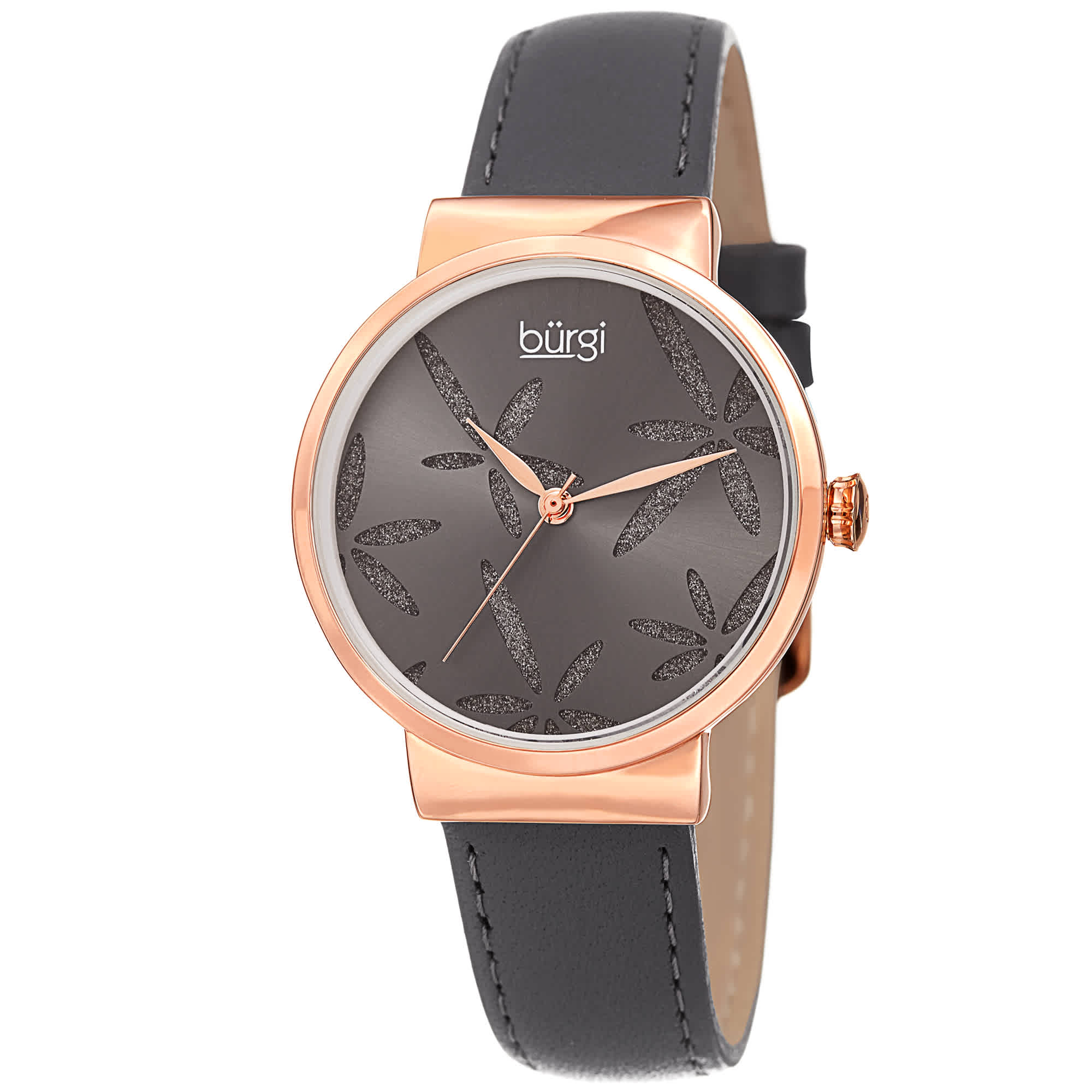 Burgi Grey Dial Grey Leather Ladies Watch Bur191gy In Gold Tone / Grey / Rose / Rose Gold Tone