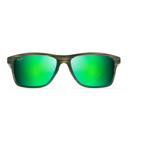 Maui Jim Unisex Onshore Polarized Rectangular Sunglasses, 58mm In Green / Olive