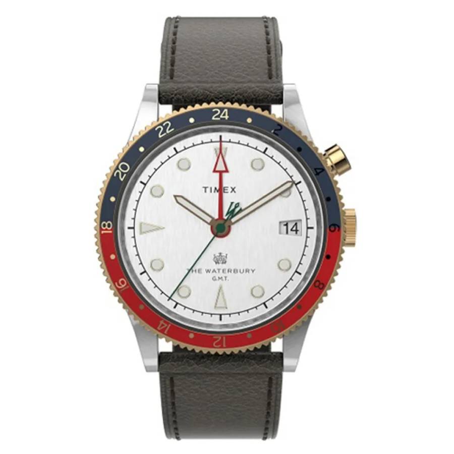 Timex Waterbury Traditional GMT ''Pepsi'' Quartz White Dial Mens Watch TW2U99100