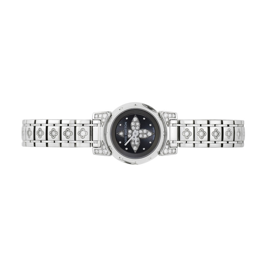 Louis Vuitton Grey Stainless Steel Diamond Tambour Bijou Q151K Women's  Wristwatc