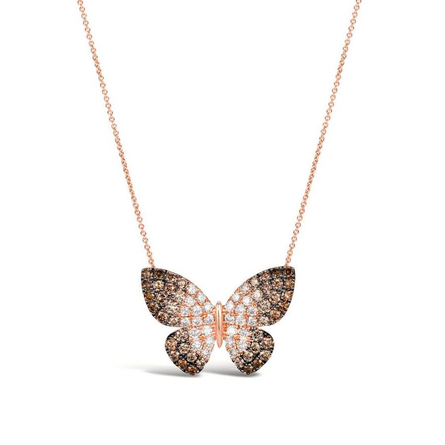 Le Vian Ladies Ombre Butterfly Away Necklace Set In 14k Strawberry Gold In Rose Gold-tone