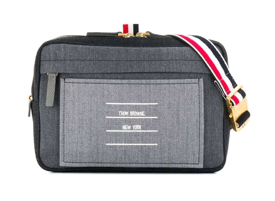 THOM BROWNE FUN-MIX NAME TAG BELT BAG IN WOOL