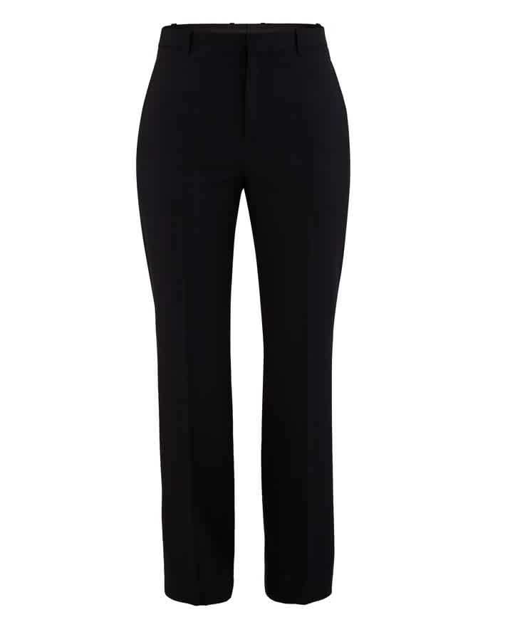 Balenciaga Black Wool Front Pleat Trousers In Black