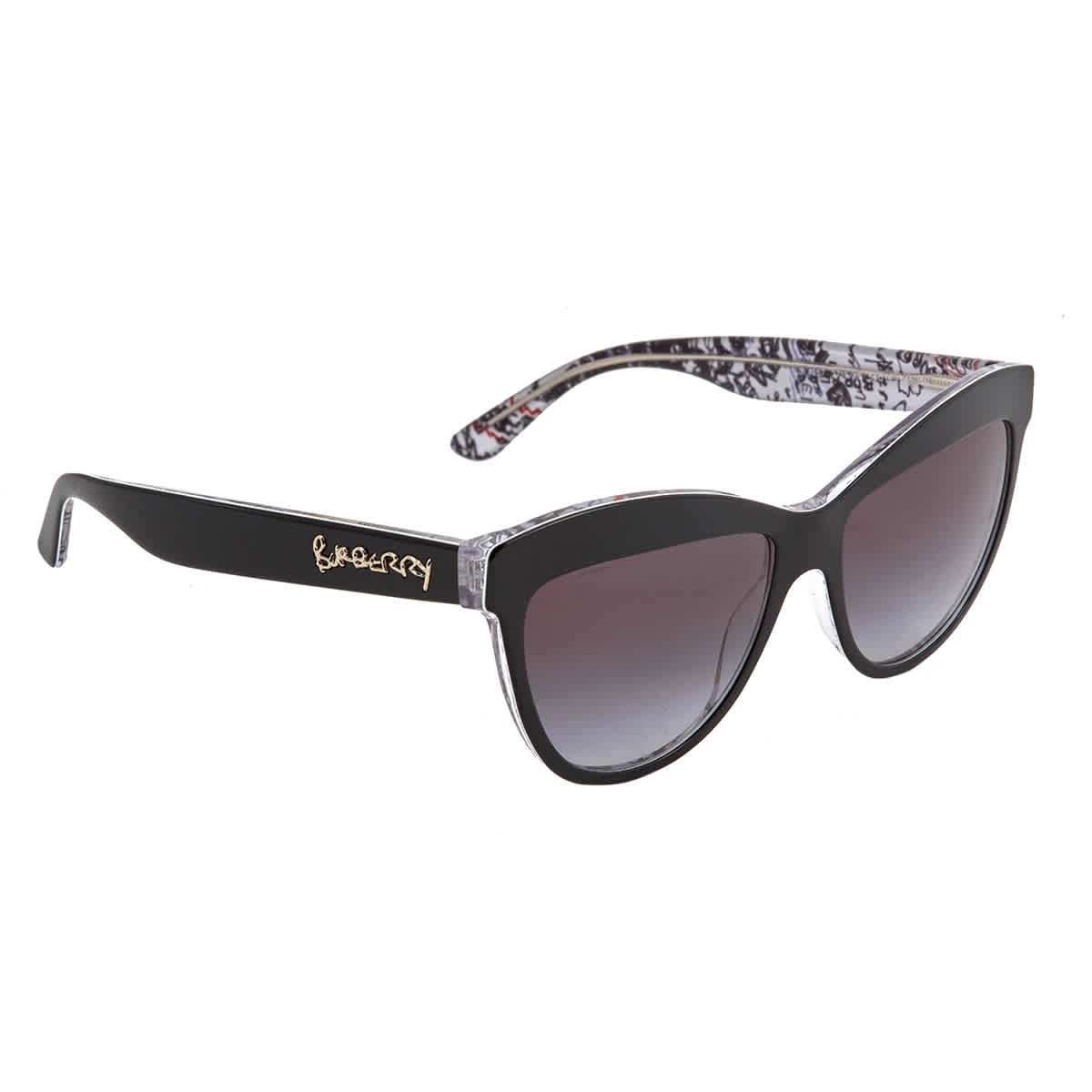 Click to view more detailed imagery on our partner's website Burberry Grey Gradient Cat Eye Ladies Sunglasses Be4267 37138g In Black,grey