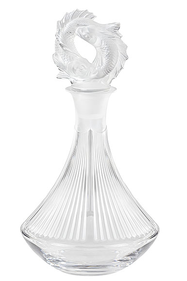 Lalique 2 Poissons Clear Crystal Decanter In Clear Crystal