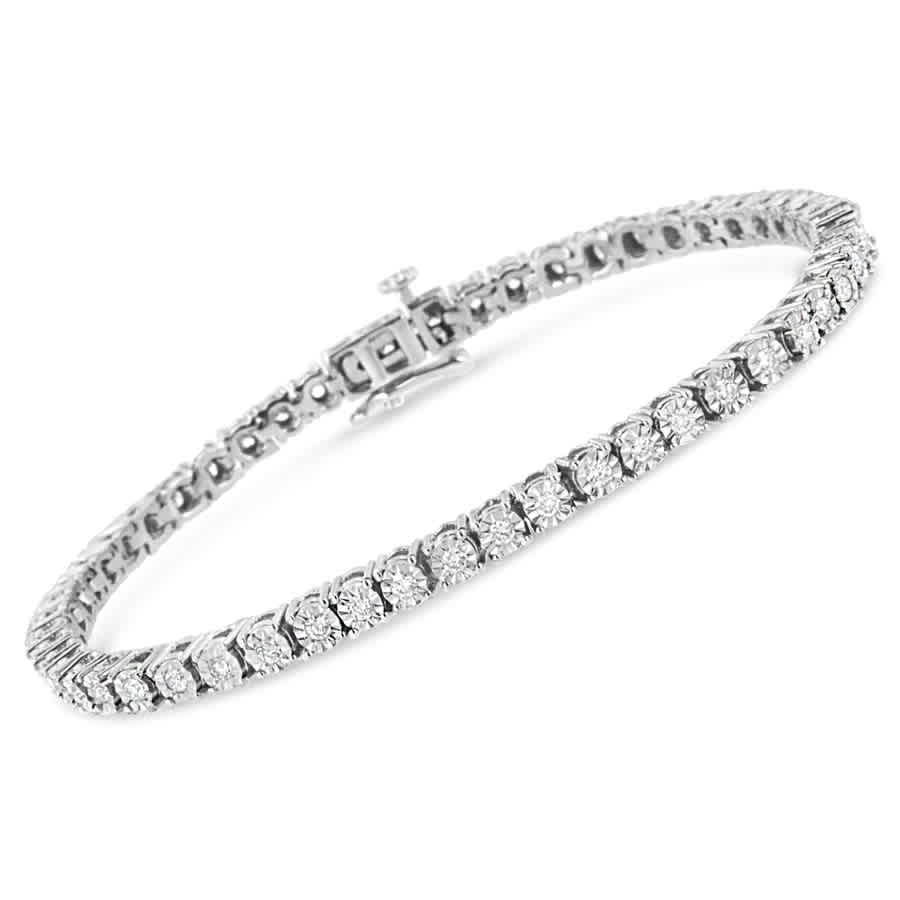 HAUS OF BRILLIANCE .925 STERLING SILVER 3.0 CTTW LAB GROWN DIAMOND ILLUSION-SET MIRACLE PLATE TENNIS BRACELET (G-H COLO