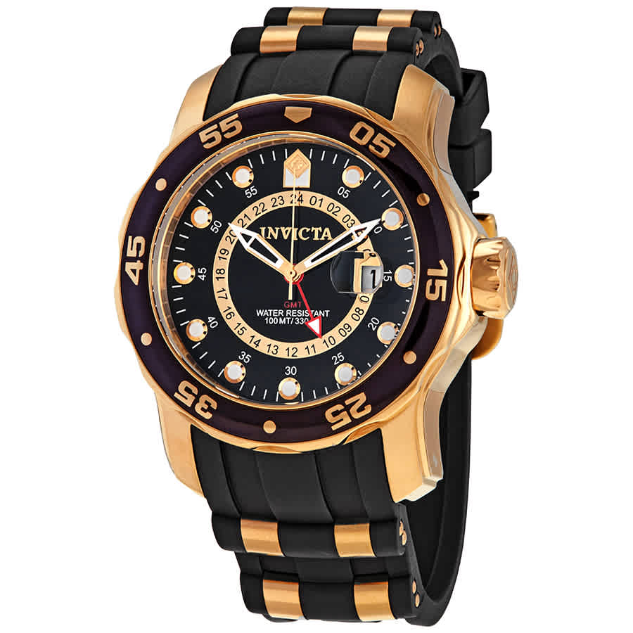 Invicta Pro Diver Gmt Black Dial Mens Watch 6991 In Black / Gold