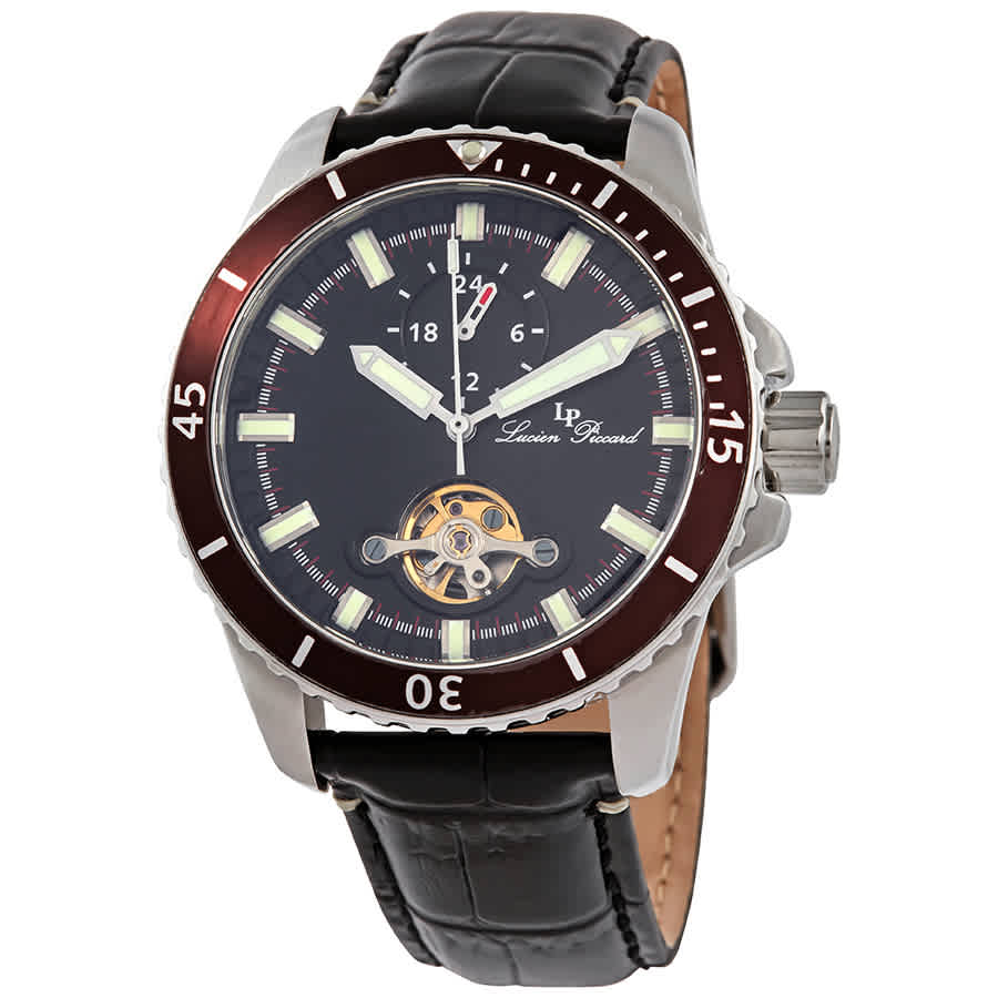 Lucien Piccard Automatic Black Dial Mens Watch 1298a1 In Black,red,silver Tone