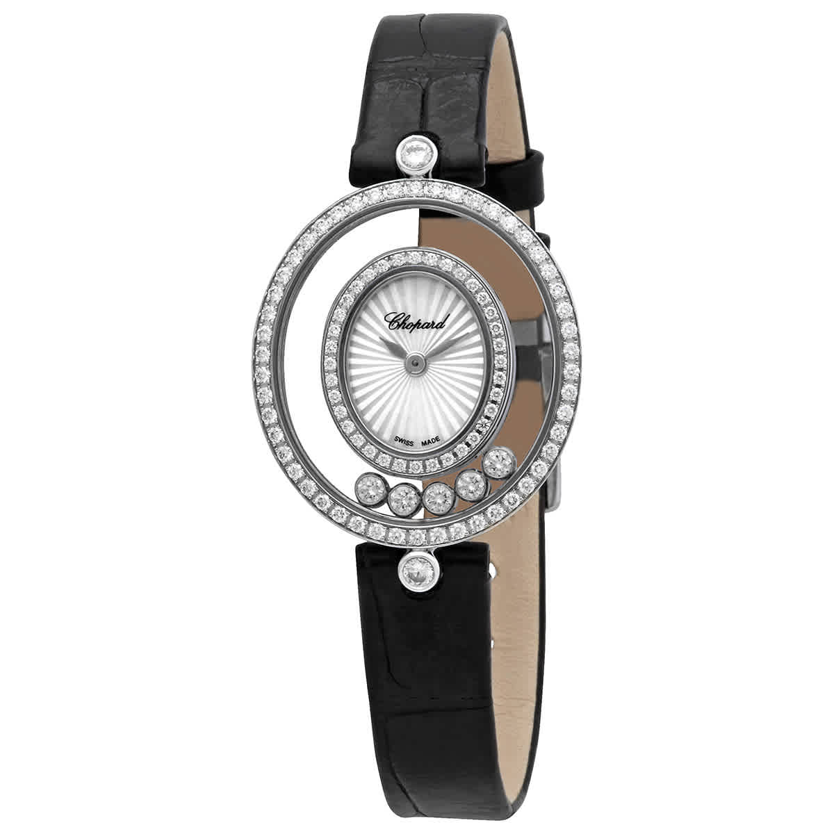 Chopard Happy Diamonds Icons Oval 18kt White Gold Quartz Ladies Watch 204292-1301 In Gold Tone,mother Of Pearl,white