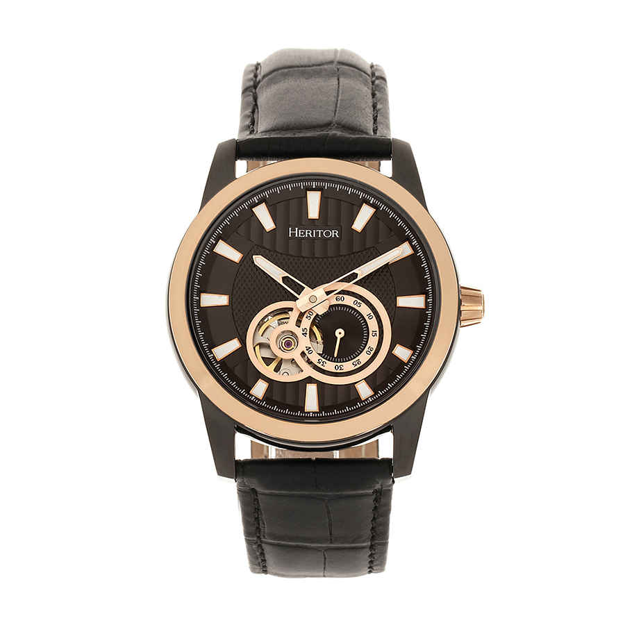 Heritor Davidson Automatic Black Dial Mens Watch Hr8006 In Black,gold Tone,pink,rose Gold Tone