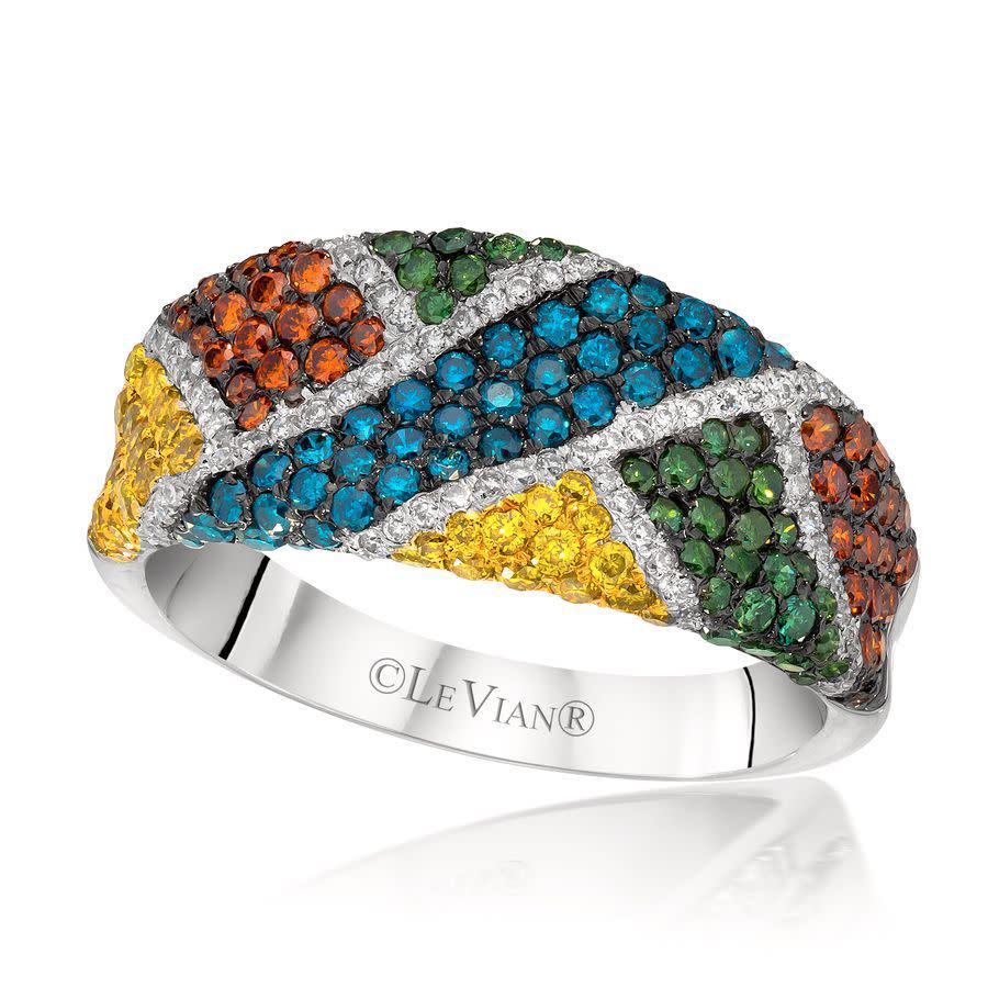 Le Vian Ladies Exotics Fashion Ring In 14k Vanilla Gold In Multi-color