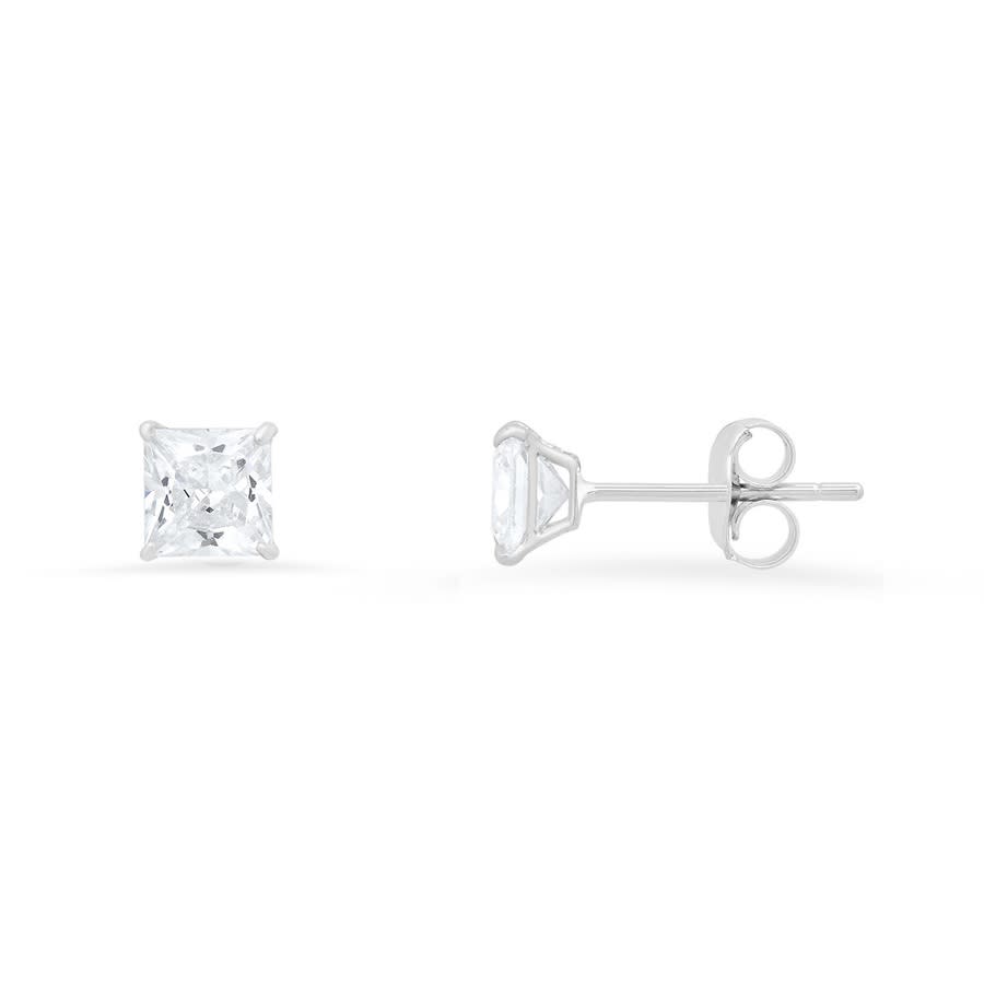 Kylie Harper 10k White Gold Petite 4mm Princess-cut Cubic Zirconia Cz Stud Earrings