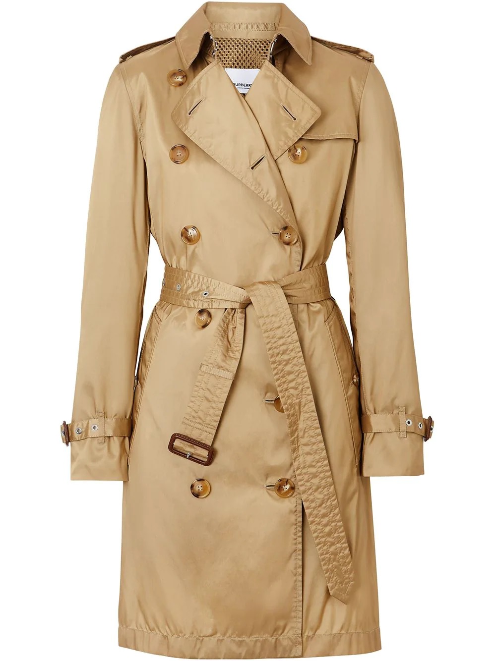 Click to view more detailed imagery on our partner's website Burberry Double-breasted Econyl Kensington Trench Coat With Detachable Hood In Yellow