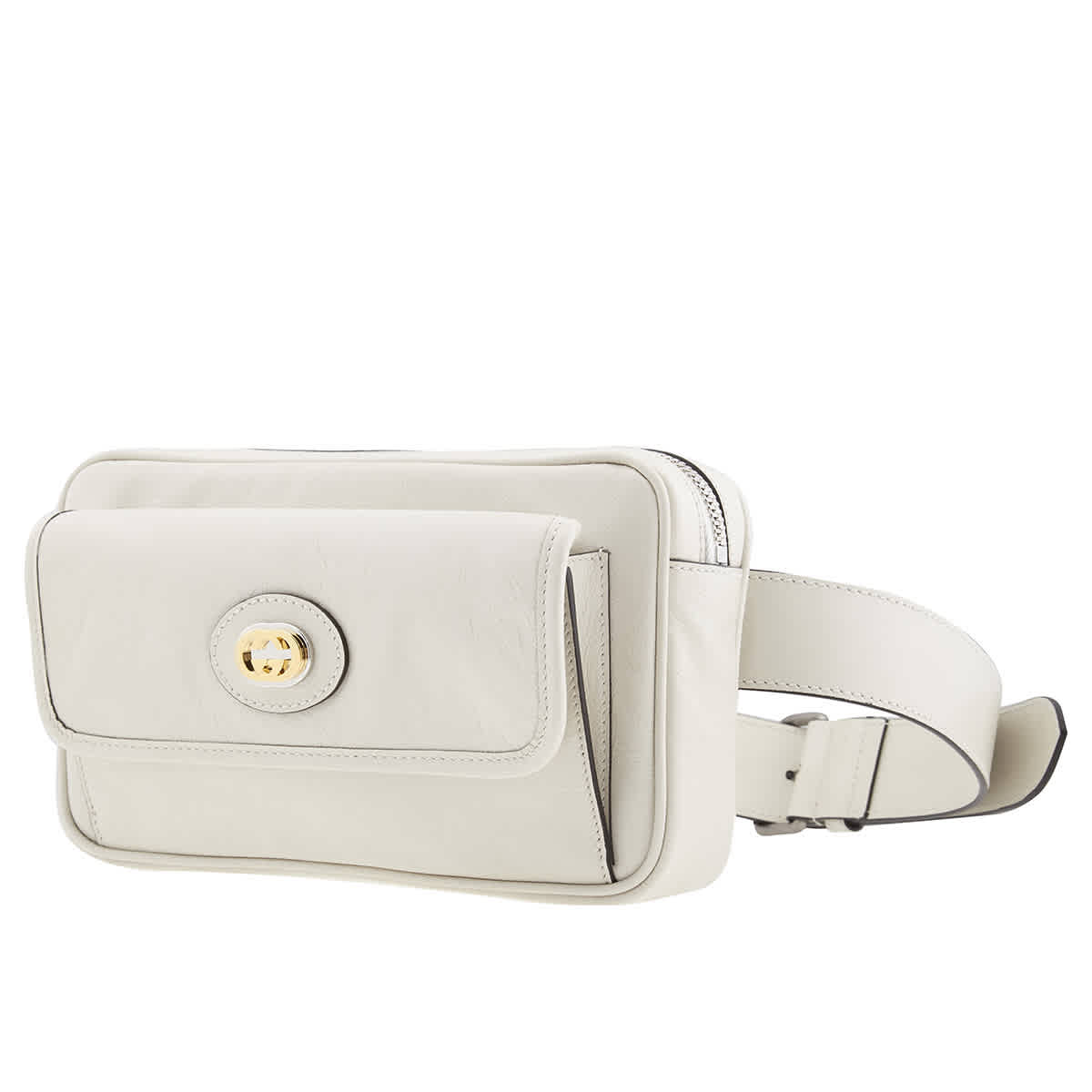 gucci leather belt bag white