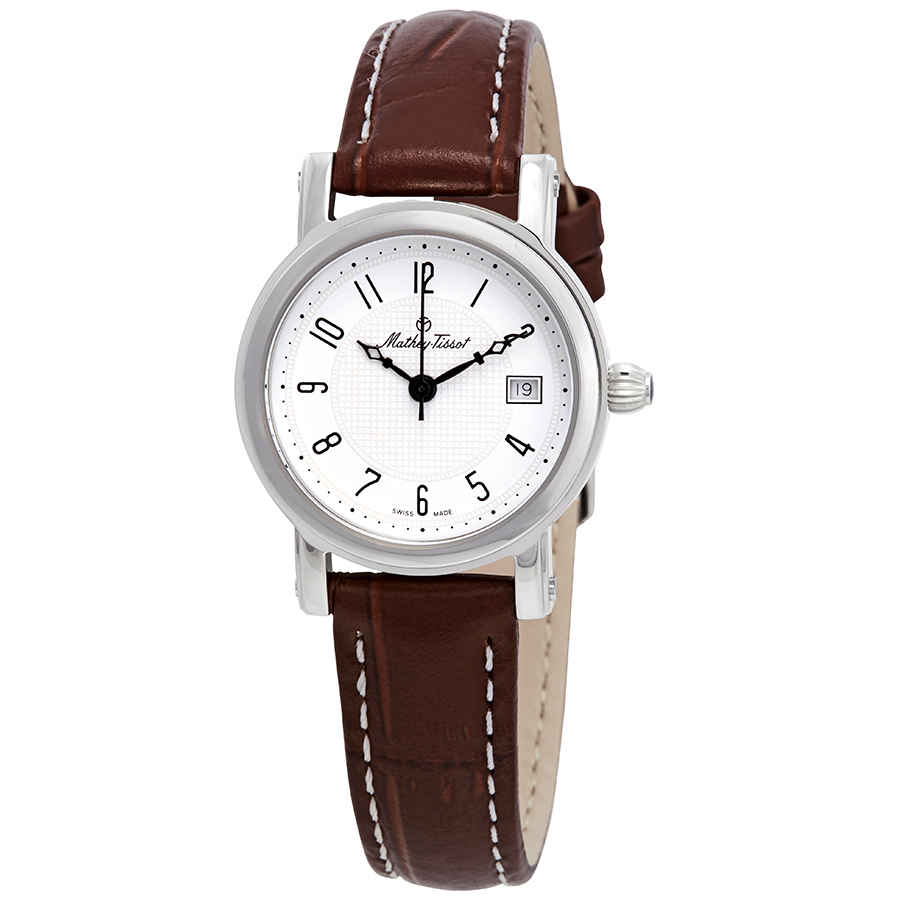 Mathey-tissot City White Dial Ladies Watch D31186ag In Black / Brown / White