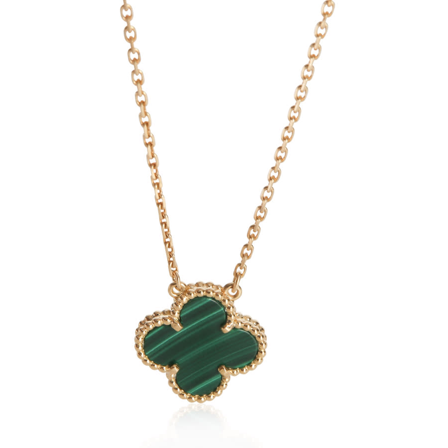 Pre-Owned Van Cleef & Arpels Yellow Gold Malachite Vintage Alhambra Pendant
