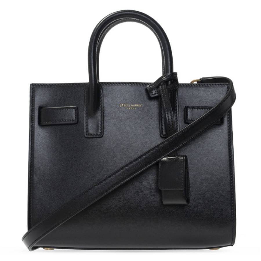 Shop Saint Laurent Black Smooth Leather Sac De Jour Nano Tote Bag