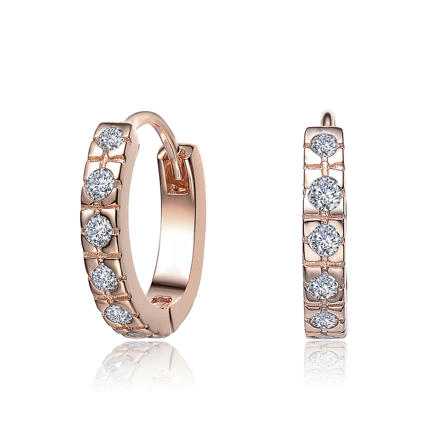 Rachel Glauber Elegant Huggie Hoop Earrings In Rose Gold-tone