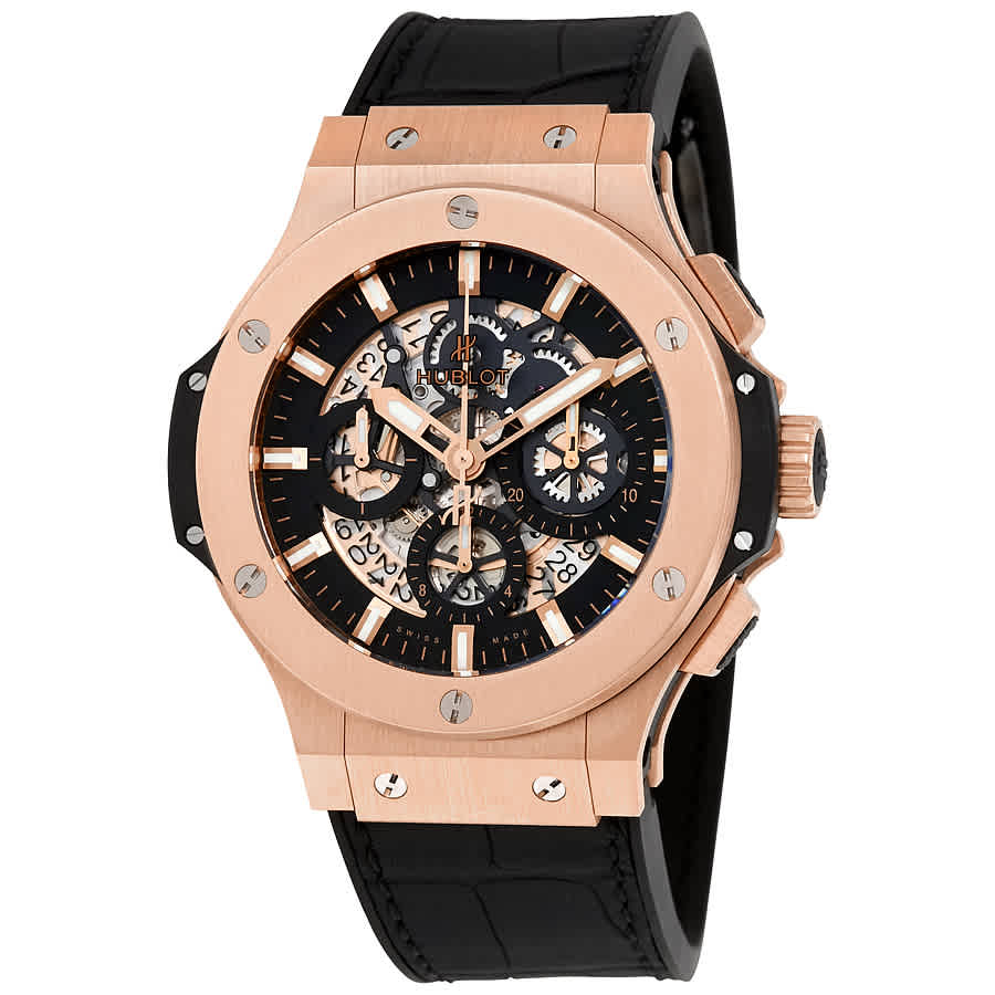 Hublot Big Bang Aero Bang Gold 44mm Black Rubber Mens Watch 311.px.1180.gr In Black / Gold / Rose