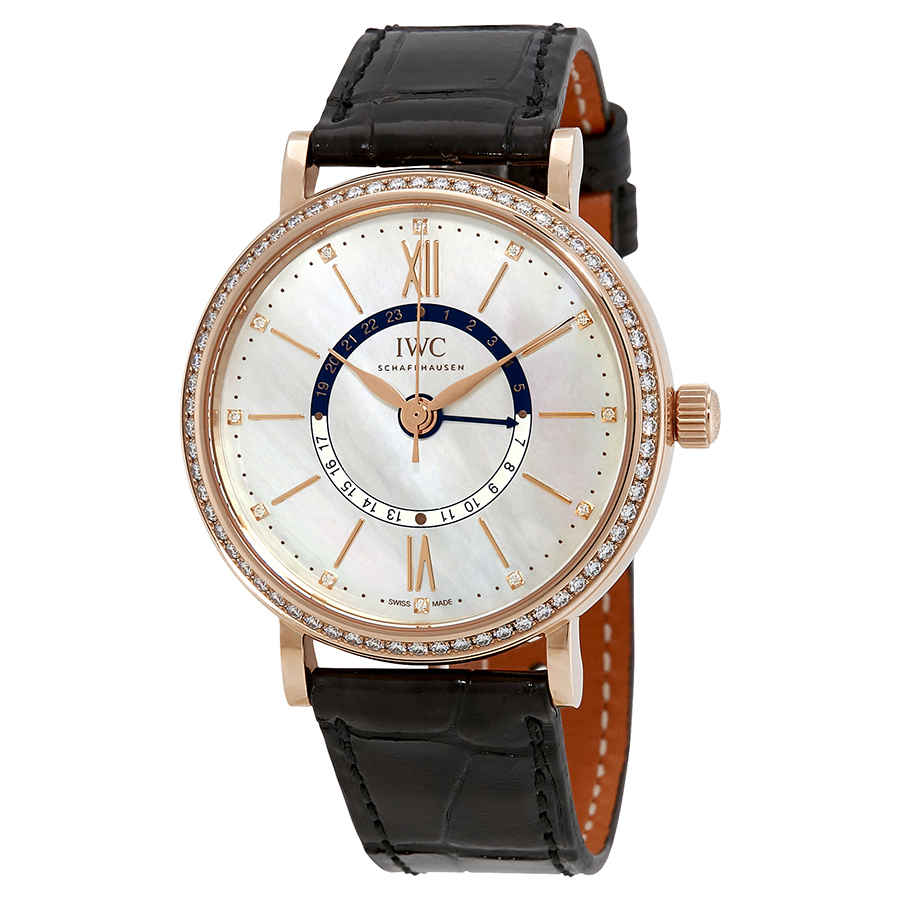 Iwc Schaffhausen Portofino Day And Night Automatic Mother Of Pearl Dial Ladies Watch 4591-02 In Black,gold Tone,mother Of Pearl,pink,rose Gold Tone