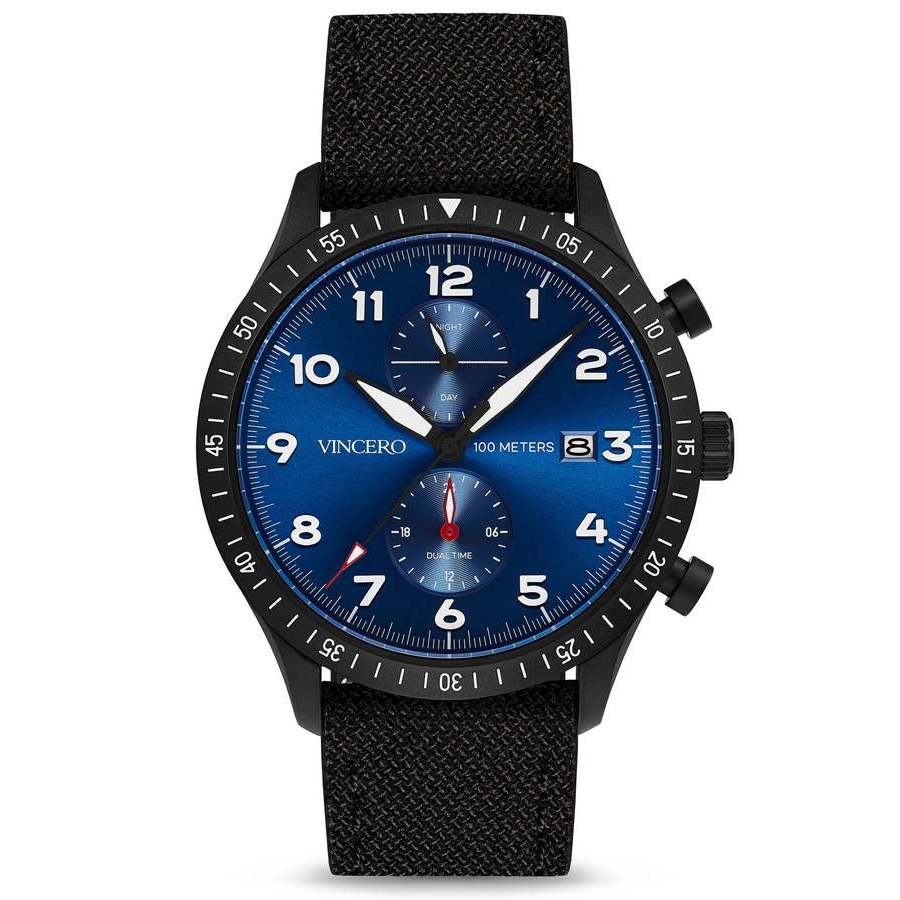 Vincero Altitude Chronograph Quartz Blue Dial Mens Watch Bla-cob-a09 In Black,blue