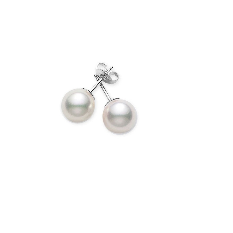 Shop Mikimoto Akoya Pearl Stud Earrings With 18k White Gold 7.5-8mm A