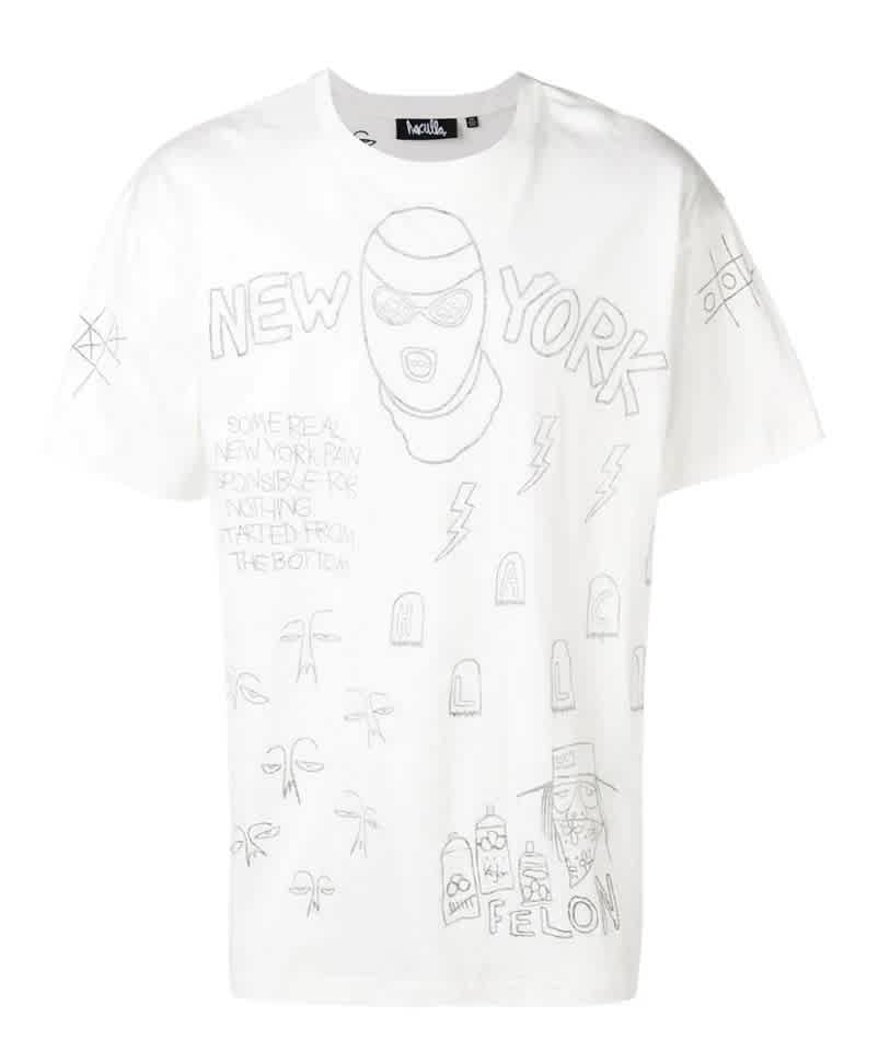 Haculla Mens Nocturnal T-shirt, Size Large In White