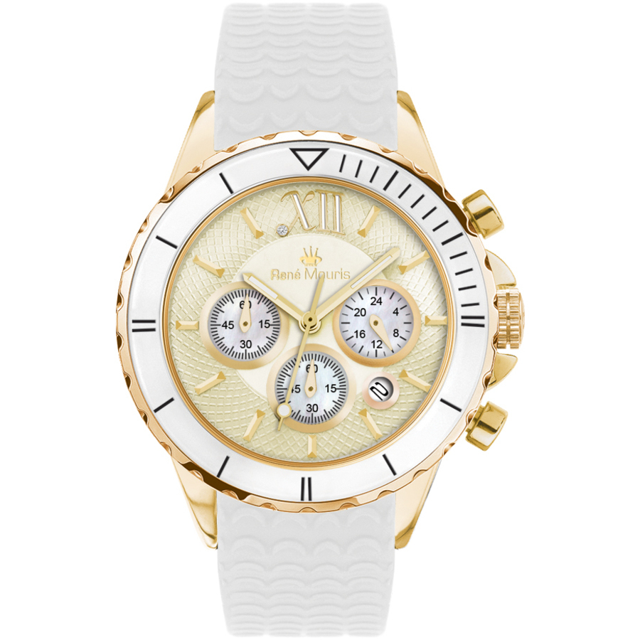 Rene Mouris Dream I Chronograph Champagne Dial Ladies Watch 50108rm6 In Two Tone  / Champagne / Gold Tone / Mother Of Pearl / White