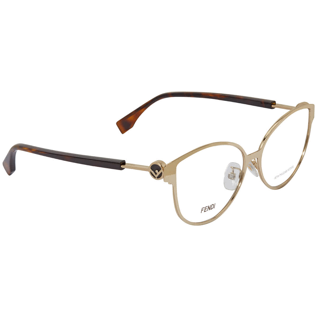 Fendi Clear Demo Lens Cat Eye Eyeglasses Ff 0396/f J5g 53 In Gold Tone