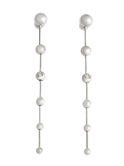 BURBERRY LADIES CRYSTAL CHARM PALLADIUM-PLATED DROP EARRINGS