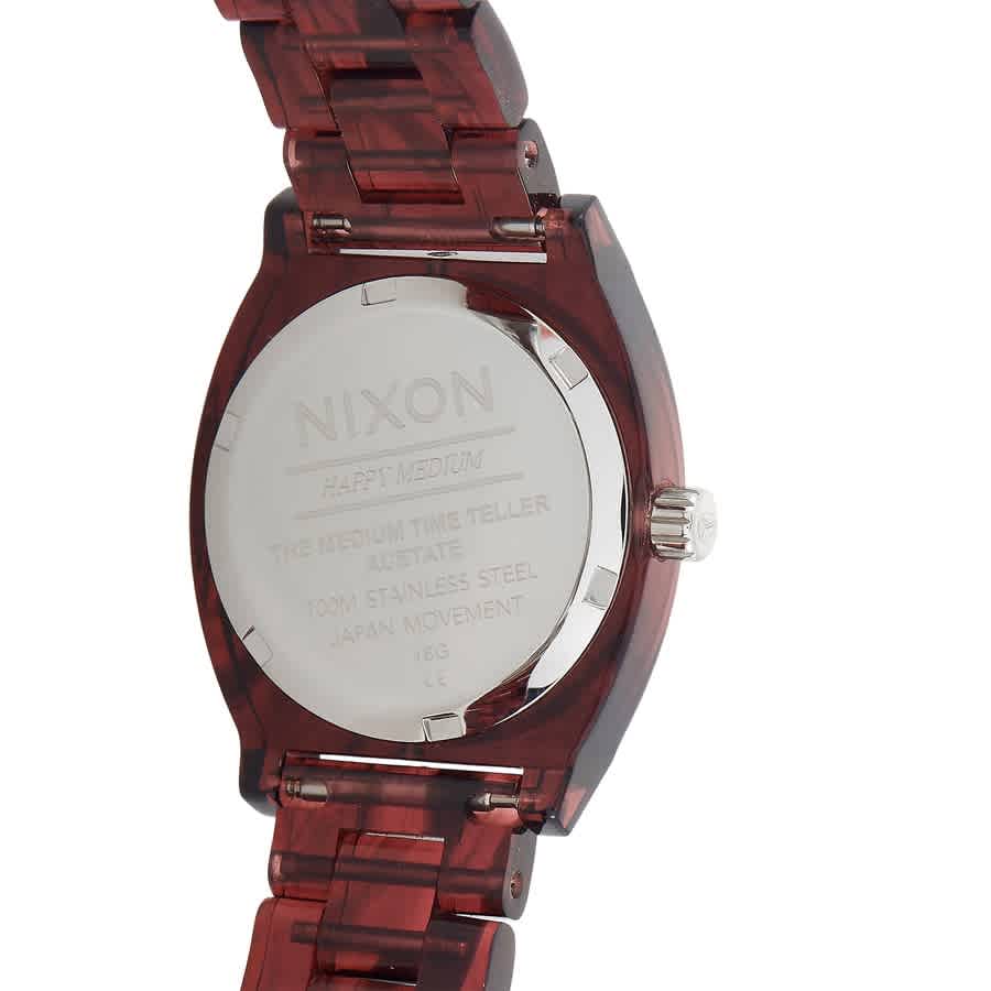Shop Nixon Time Teller Quartz Silver Dial Ladies Watch A1214-200-00 In Red   / Silver