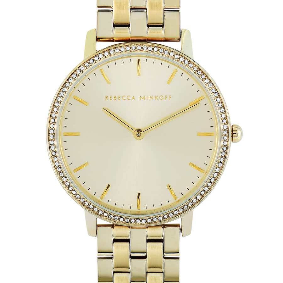 Shop Rebecca Minkoff Major Quartz Crystal Gold Dial Ladies Watch 2200348 In Gold / Gold Tone