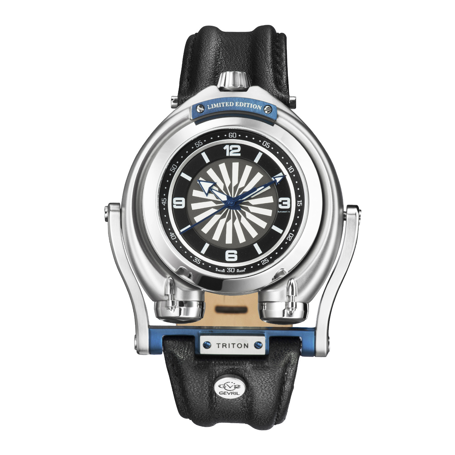 Gv2 By Gevril Triton Automatic Black Dial Mens Watch 3400 In Black / Blue
