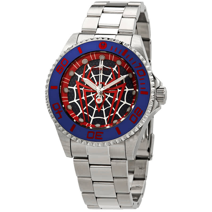 Click to view more detailed imagery on our partner's website Invicta Marvel Spiderman Quartz Black Dial Mens Watch 29683 In Black,blue,silver Tone