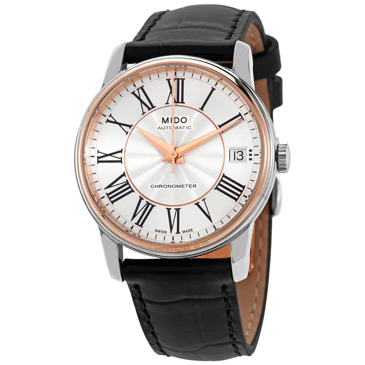 Mido Baroncelli Iii Automatic Silver Dial Mens Watch M0104084603320 In Black,gold Tone,pink,rose Gold Tone,silver Tone