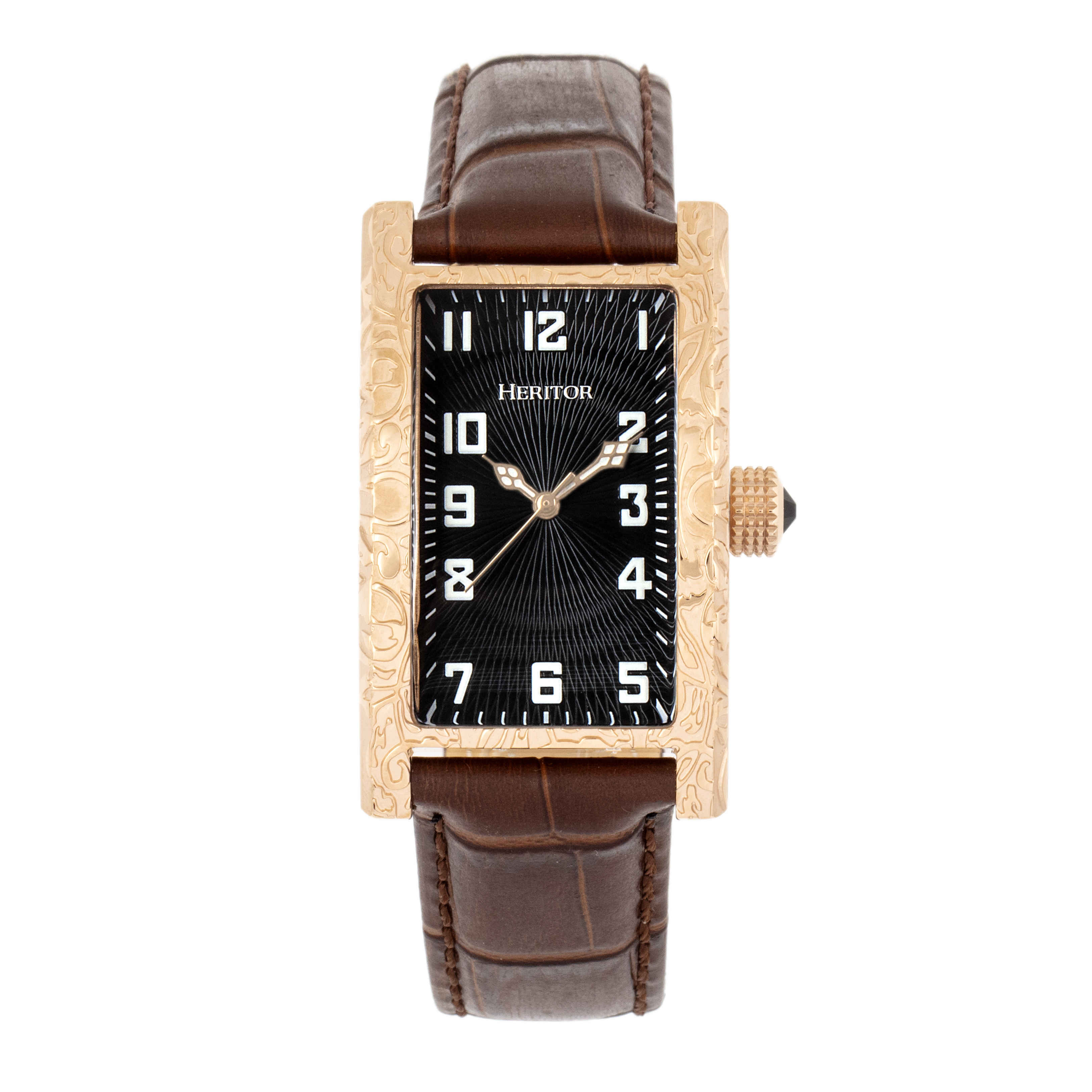 Click to view more detailed imagery on our partner's website Heritor Jefferson Automatic Black Dial Mens Watch Hr8803 In Black,brown,gold Tone,pink,rose Gold Tone
