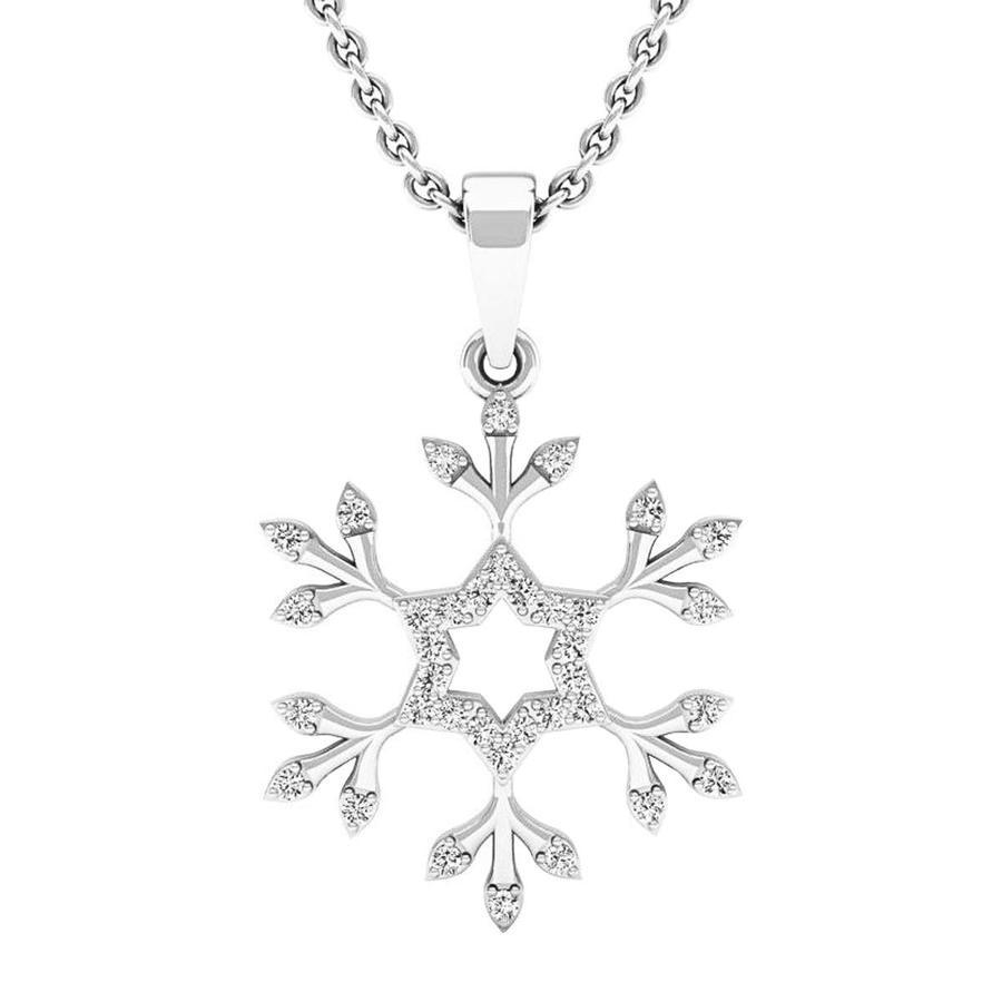 Dazzling Rock Dazzlingrock Collection 0.15 Carat (ctw) 14k Round White Diamond Snowflake Ladies Pendant (with Silv In Gold Tone,silver Tone,white