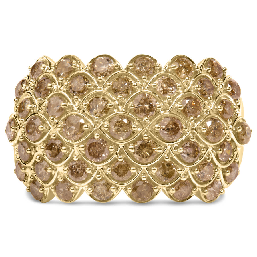 Haus of Brilliance 10K Yellow Gold 2.0 Cttw Brown Diamond Teardrop Design Cocktail Ring