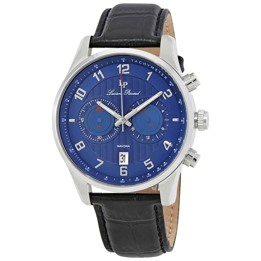 Lucien Piccard Navona Gmt Chronograph Mens Watch 11187-03 In Black,blue,silver Tone