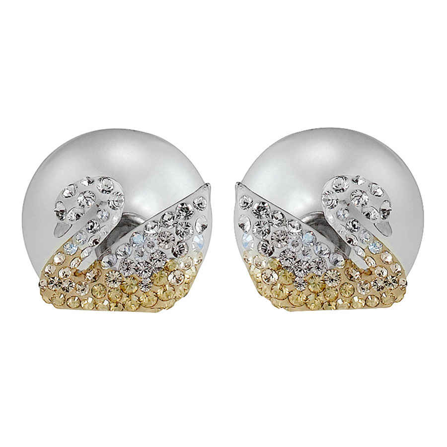 Swarovski Iconic Swan Pierced Earrings 5215037 In Silver Tone