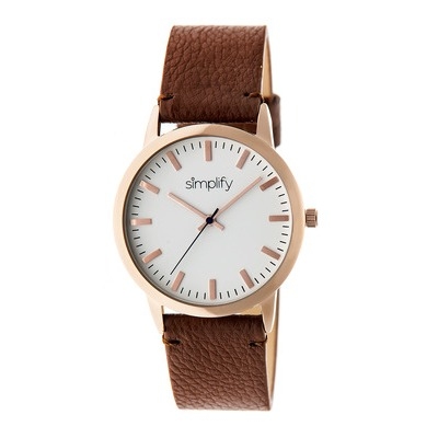 Simplify The 2800 White Dial Brown Leather Unisex Watch Sim2803 In Brown / Gold / Gold Tone / Rose / Rose Gold / Rose Gold Tone / White