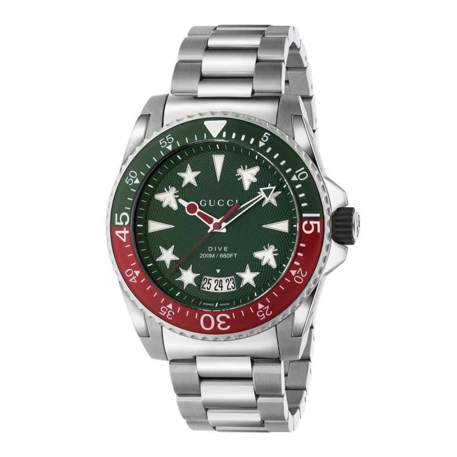 GUCCI GUCCI DIVE WATCH QUARTZ GREEN DIAL MEN'S WATCH YA136222