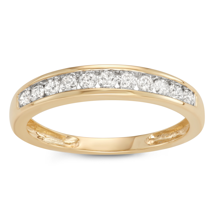 HETAL DIAMONDS 1/4 CTTW 10KT YELLOW GOLD CHANNEL SET DIAMOND WEDDING BAND