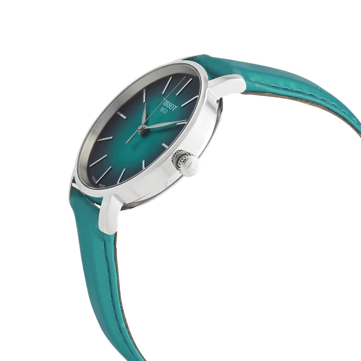 Shop Tissot Everytime Lady Quartz Turquoise Dial Watch T1432101709100