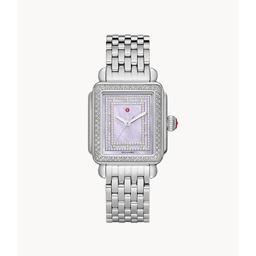 Michele Limited Edition Deco Madison Diamond And Lilac Mother-of-pearl Watch In Purple