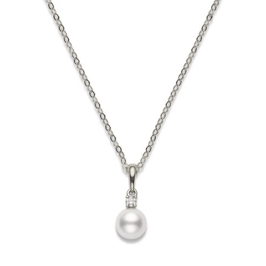 Mikimoto 7.5-8mm Akoya Cultured Pearl 0.10ct Of Diamonds 18k White Gold - Pps752dw In White