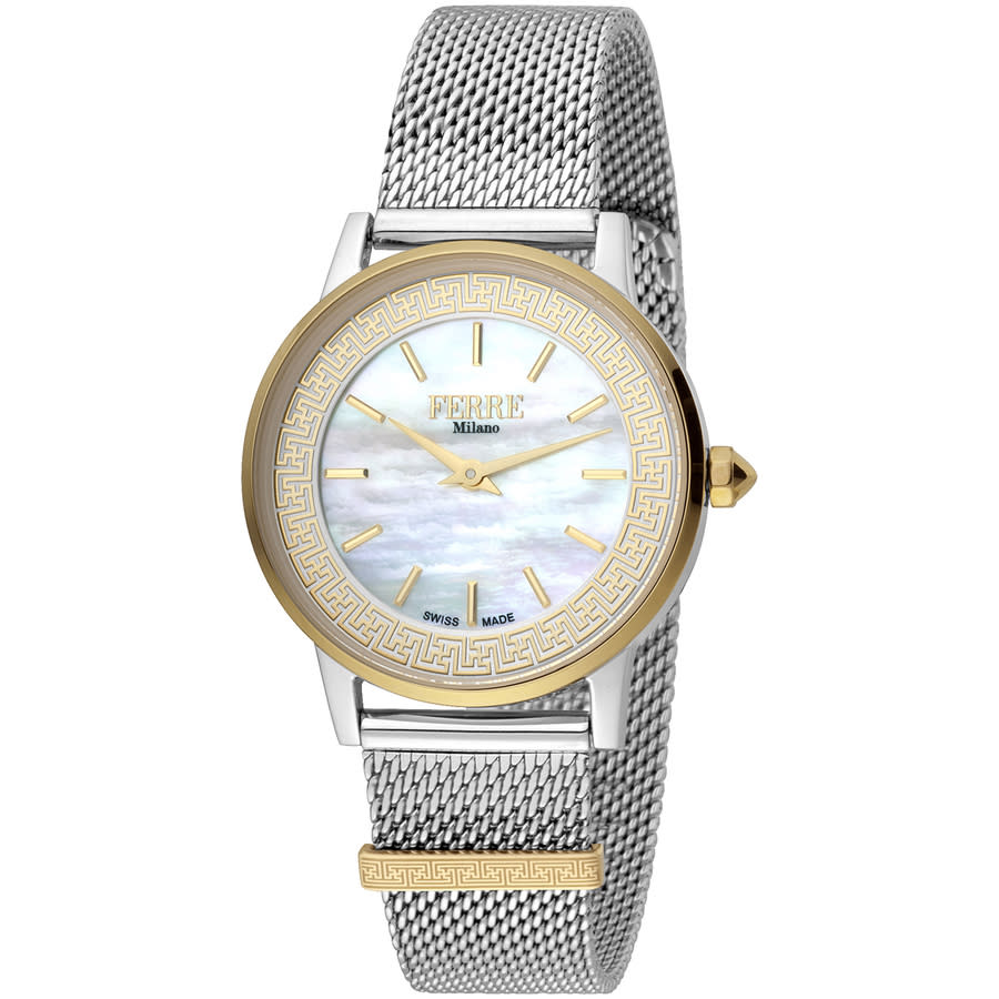 Shop Ferre Milano Classic Quartz Ladies Watch Fm1l103m0711 In Gold Tone / Mop / Mother Of Pearl / Yellow