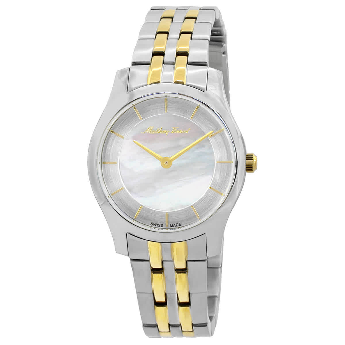 Mathey-tissot Tacy Quartz White Dial Ladies Watch D949byi In Two Tone  / Gold Tone / White / Yellow