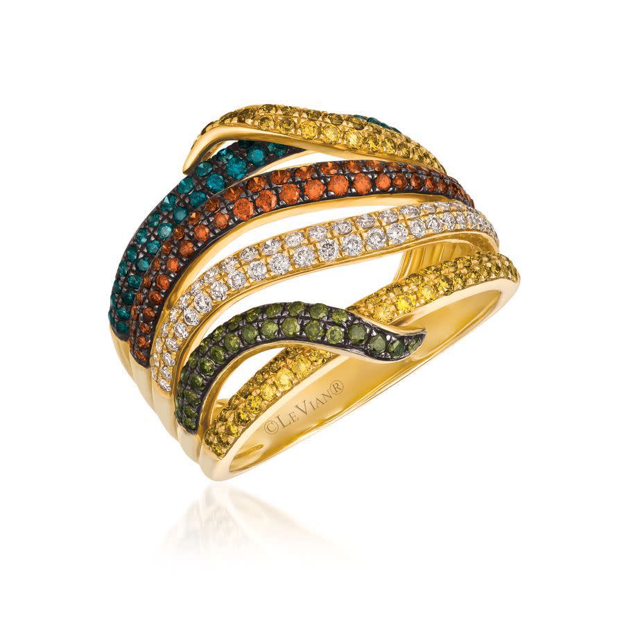 Le Vian Ladies Exotics Fashion Ring In 14k Honey Gold In Multi-color